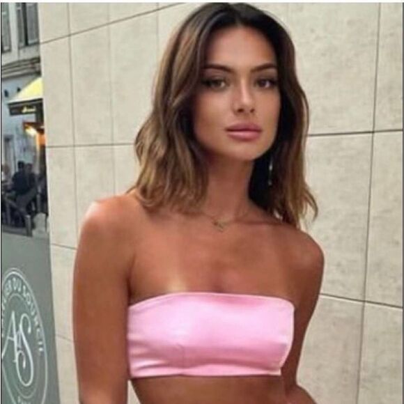 Zara NWT Cropped Bandeau Top Pink Size M Limited Edition Bloggers Fav - Picture 2 of 10